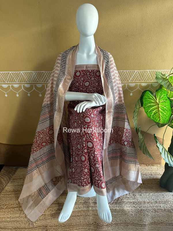 Maheshwari Bagh Print Tissue Top-Dupatta Set