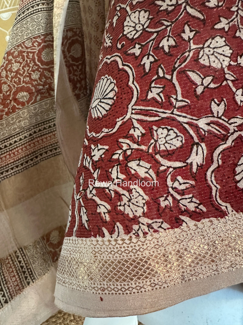 Maheshwari Bagh Print Tissue Top-Dupatta Set