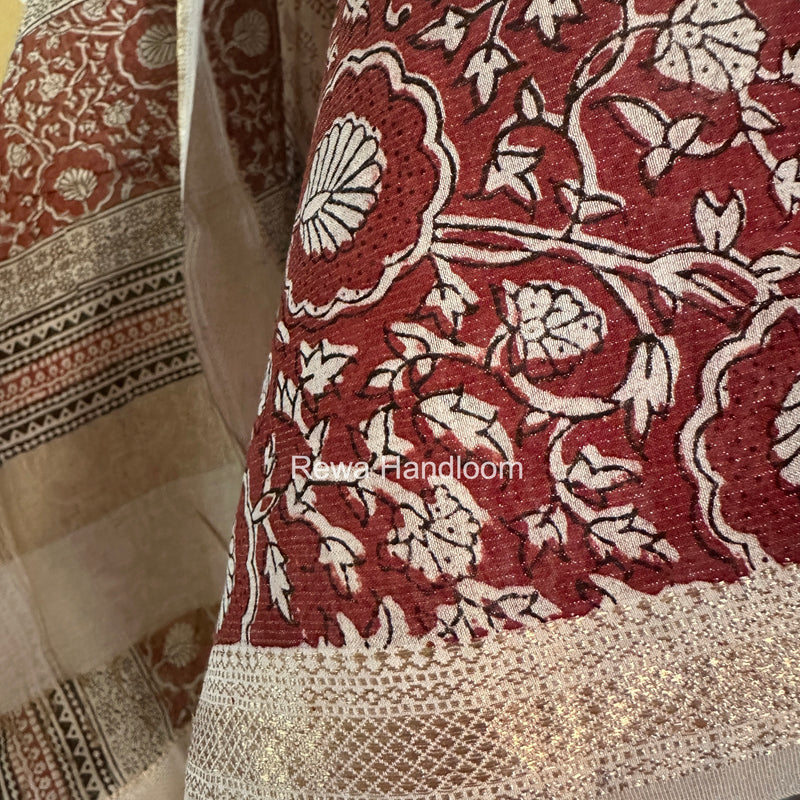 Maheshwari Bagh Print Tissue Top-Dupatta Set
