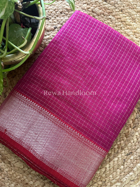 Maheshwari ~ Silver Zari Checks Silk Saree