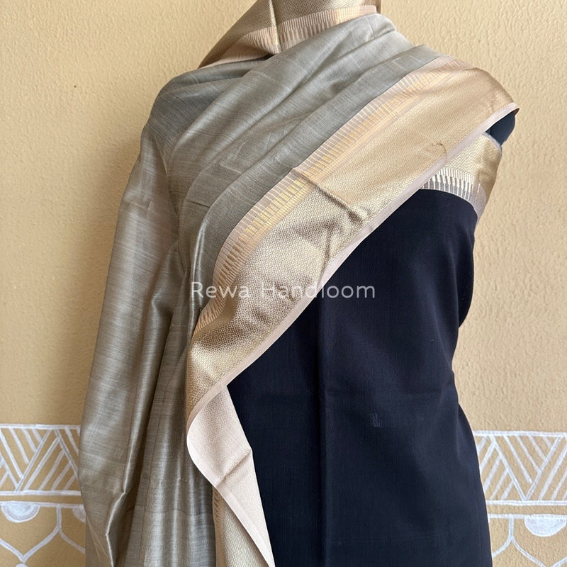 Maheshwari Black-Beige Resham Border Dress Material BRD01