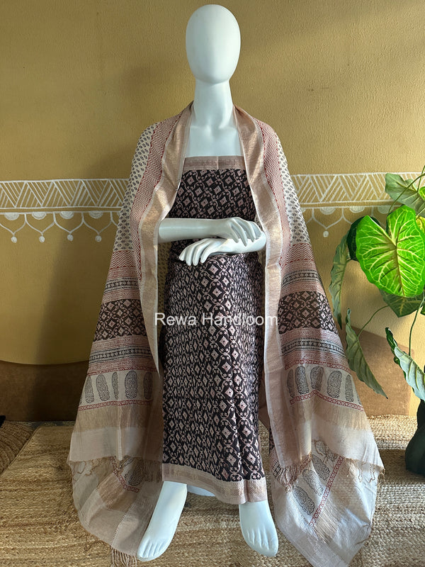Maheshwari Bagh Print Tissue Top-Dupatta Set
