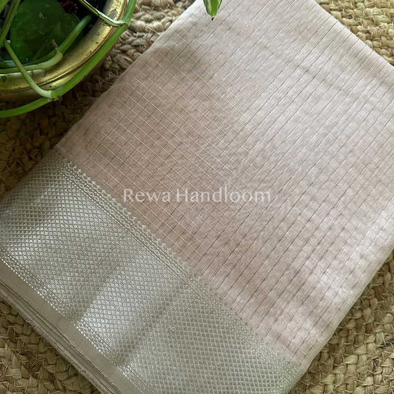 Maheshwari ~ Silver Zari Checks Silk Saree