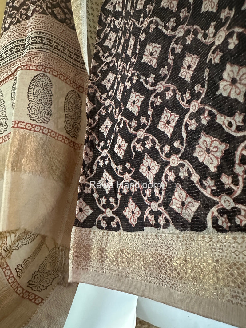 Bagh Print Tissue Top-Dupatta Set