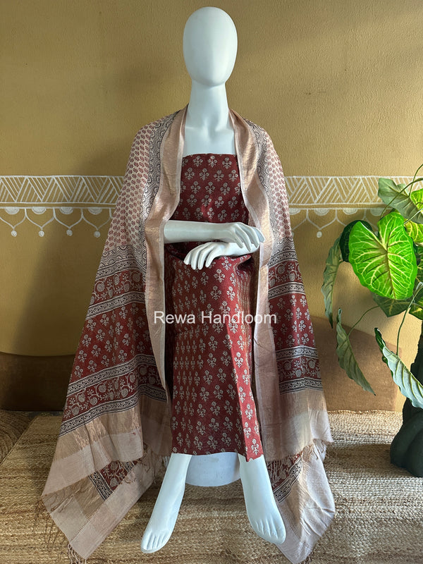 Maheshwari Bagh Print Tissue Top-Dupatta Set