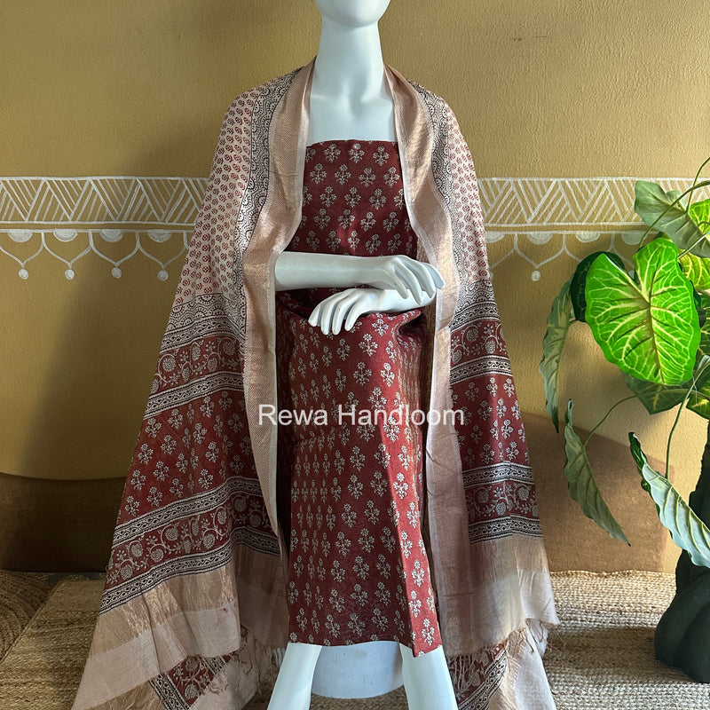 Maheshwari Bagh Print Tissue Top-Dupatta Set
