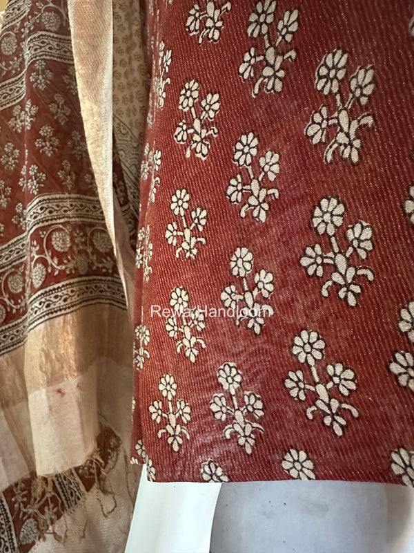 Bagh Print Tissue Top-Dupatta Set