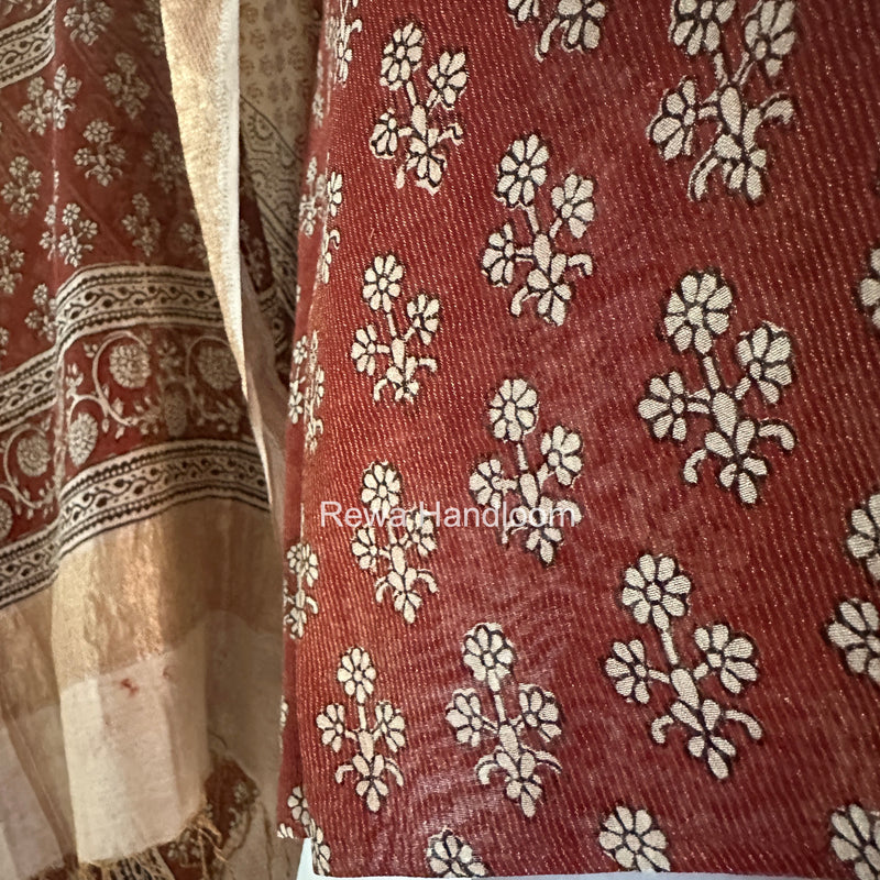 Bagh Print Tissue Top-Dupatta Set