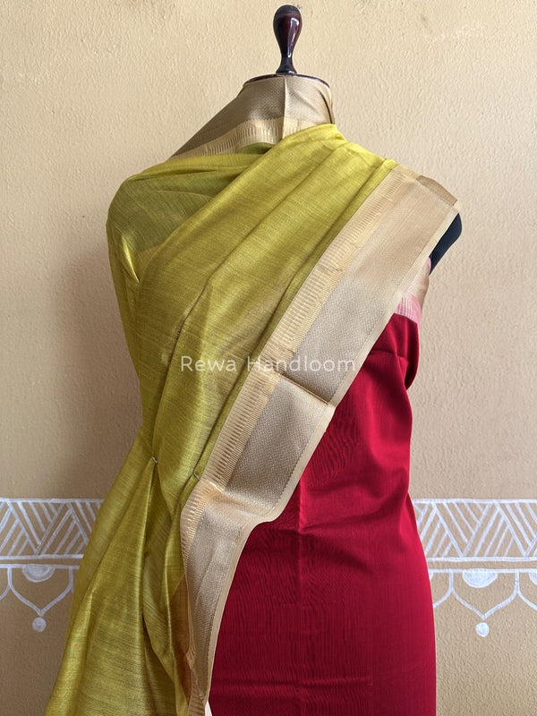 Maheshwari Maroon-Yellow Resham Border Dress Material BRD010