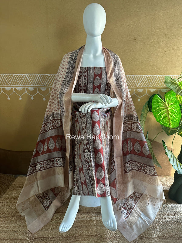 Maheshwari Bagh Print Tissue Top-Dupatta Set
