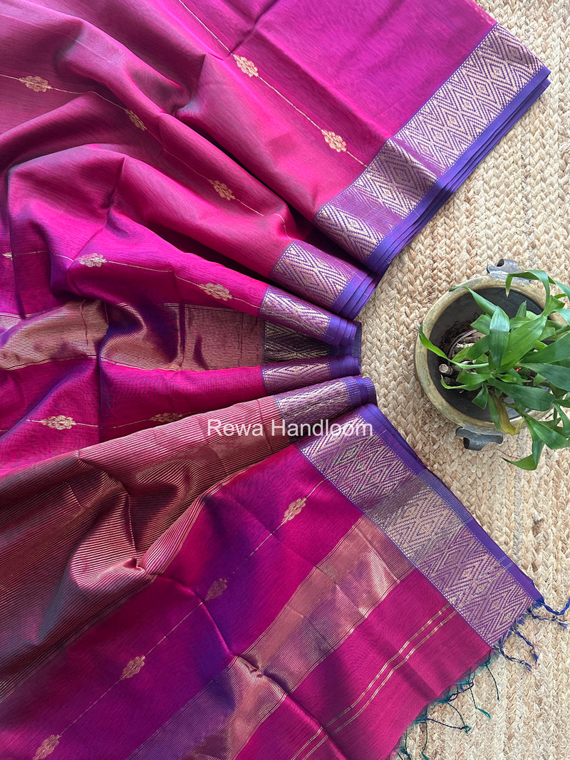 Maheshwari Magenta Shaded Butti Saree SBBS023
