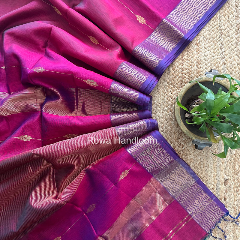 Maheshwari Magenta Shaded Butti Saree SBBS023