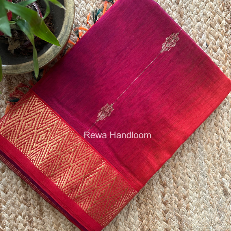 Maheshwari Red Shaded Butti Saree SBBS024