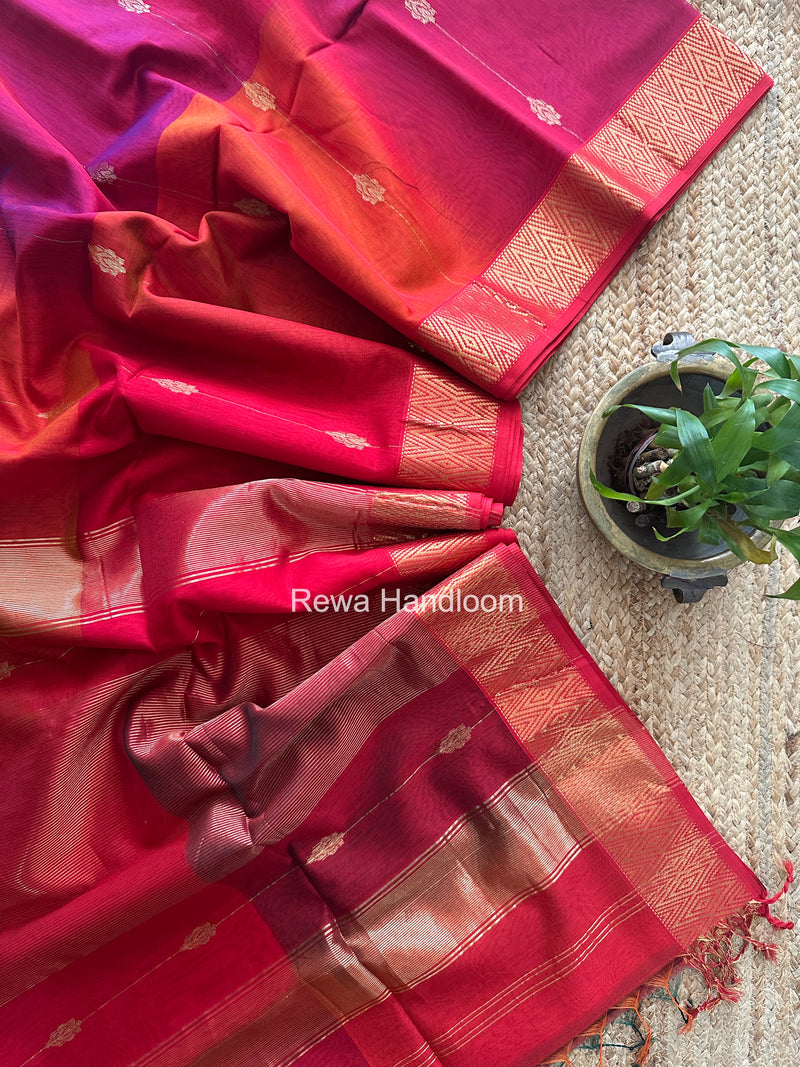 Maheshwari Red Shaded Butti Saree SBBS024
