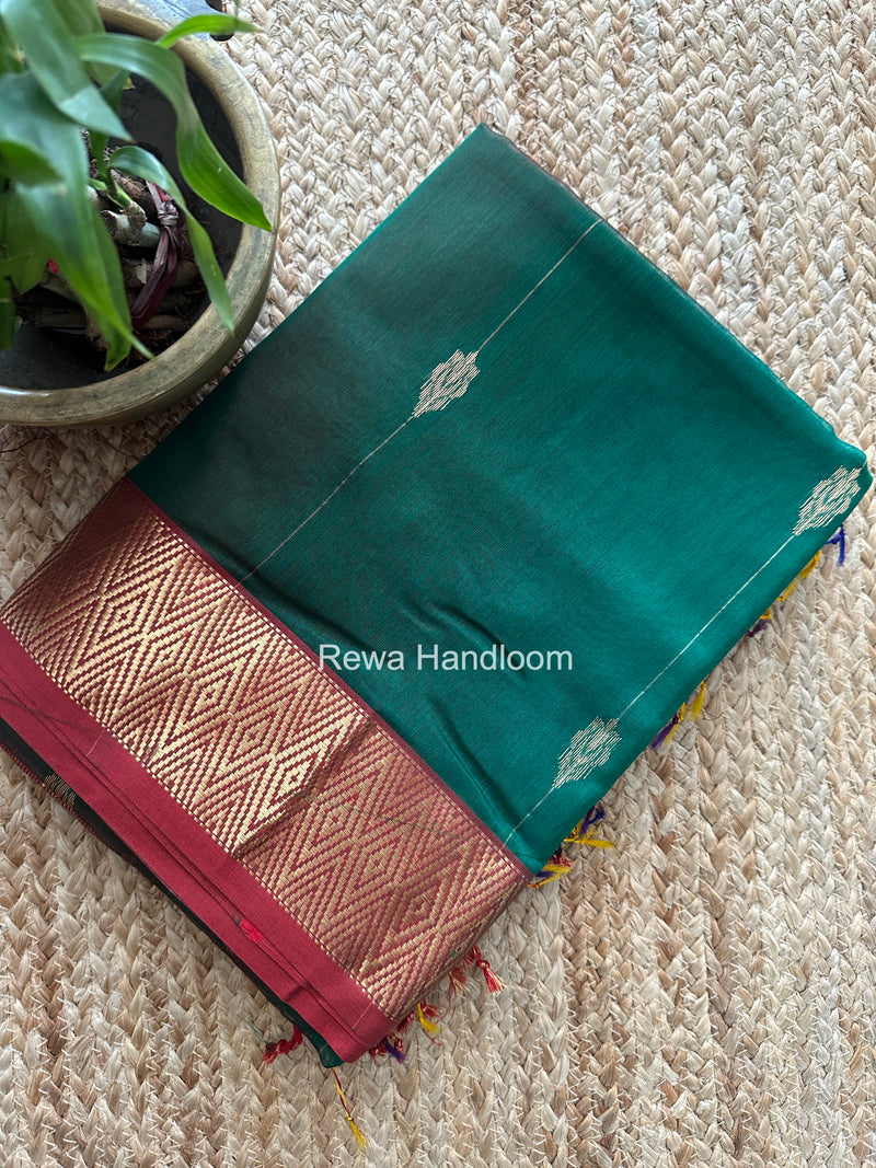 Maheshwari Bottle Green Shaded Butti Saree SBBS025