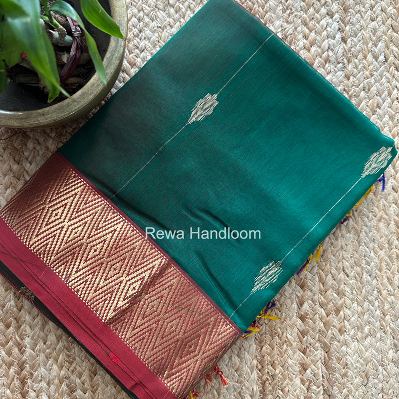 Maheshwari Bottle Green Shaded Butti Saree SBBS025