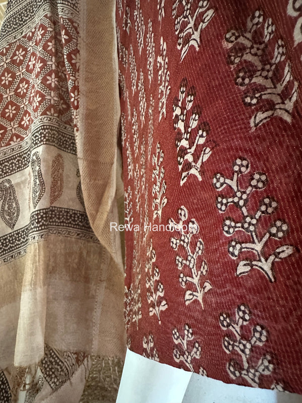 Bagh Print Tissue Top-Dupatta Set