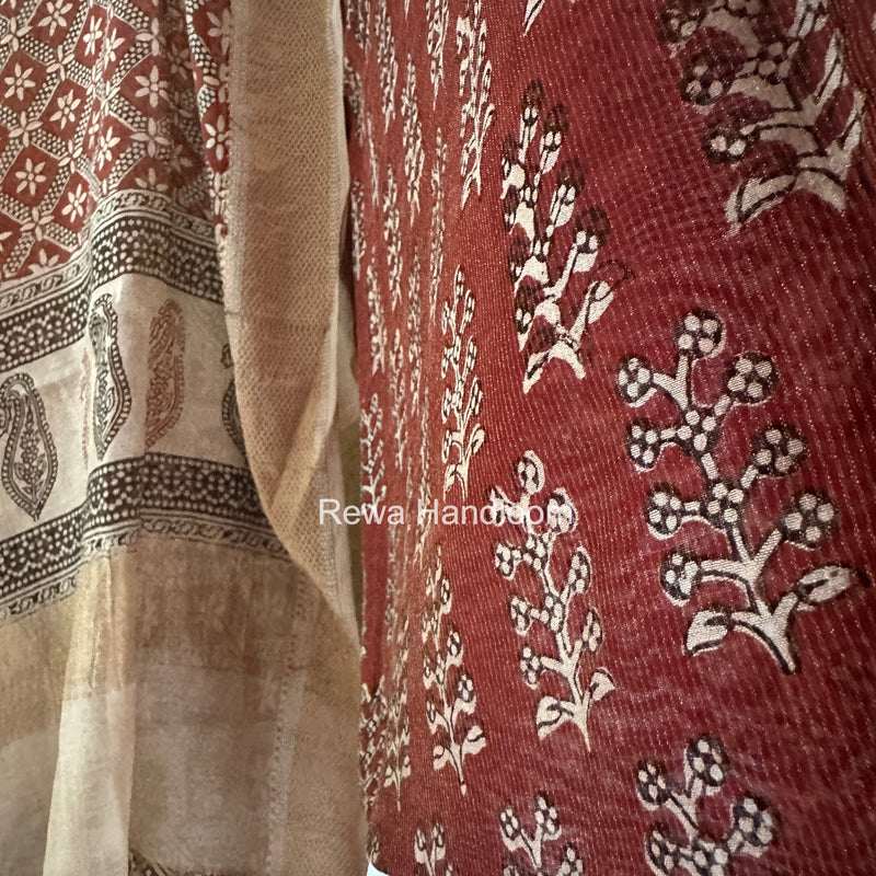 Bagh Print Tissue Top-Dupatta Set