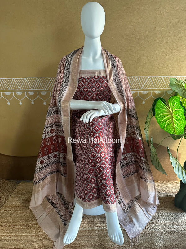 Maheshwari Bagh Print Tissue Top-Dupatta Set