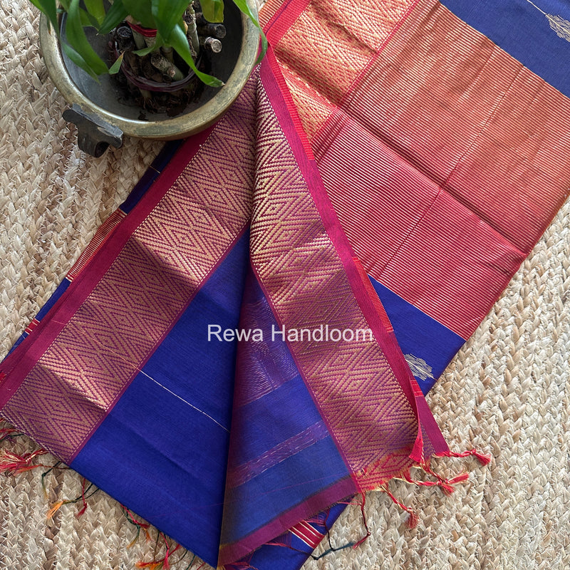 Maheshwari Blue Shaded Butti Saree SBBS026