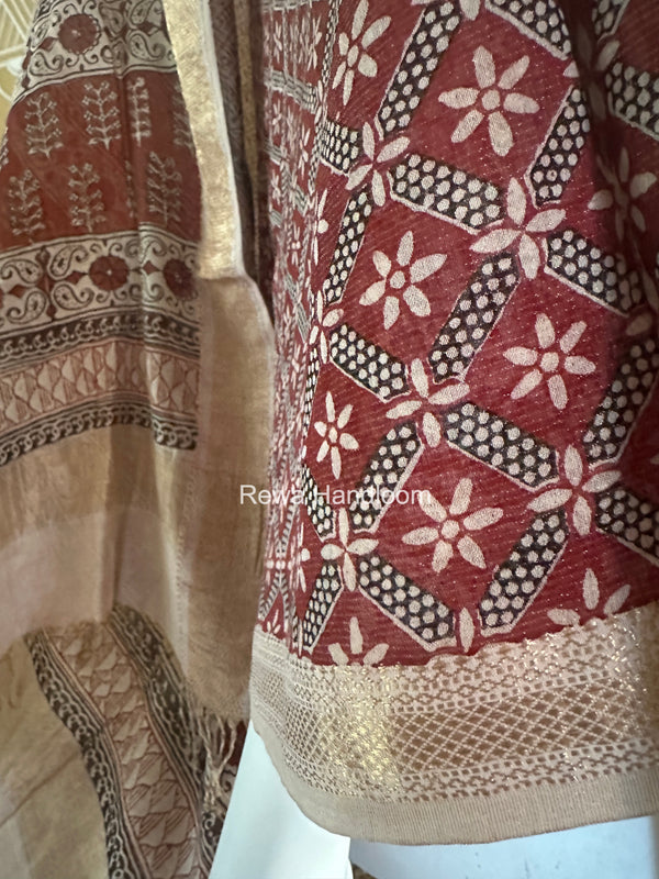 Bagh Print Tissue Top-Dupatta Set