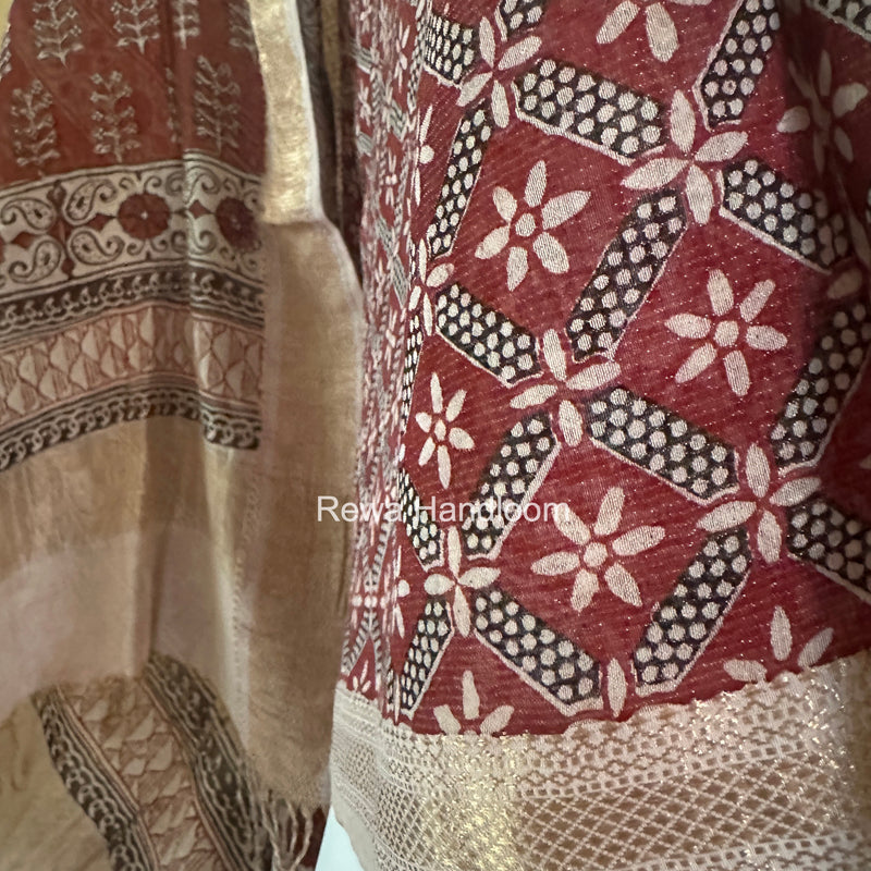 Bagh Print Tissue Top-Dupatta Set