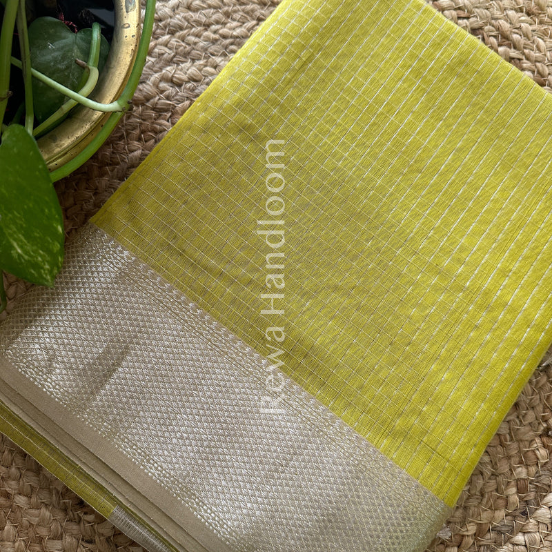 Maheshwari ~ Silver Zari Checks Silk Saree