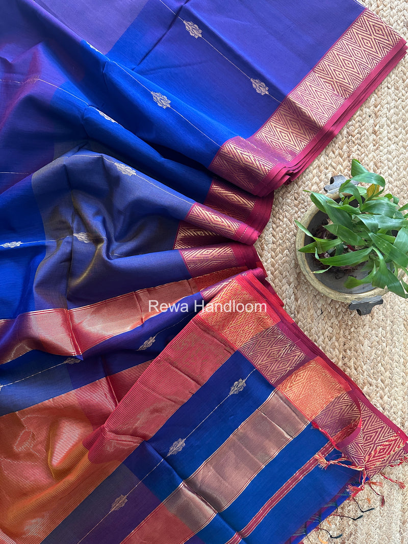 Maheshwari Blue Shaded Butti Saree SBBS026