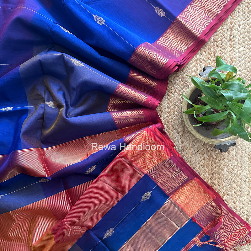 Maheshwari Blue Shaded Butti Saree SBBS026