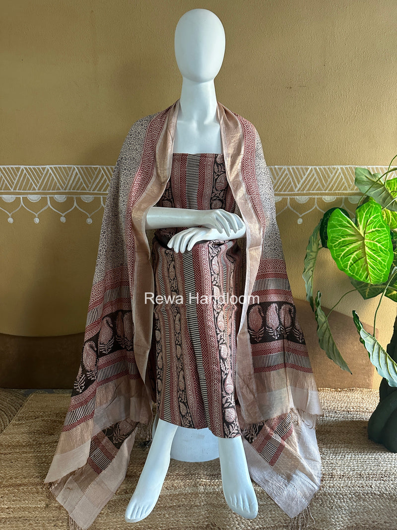 Maheshwari Bagh Print Tissue Top-Dupatta Set