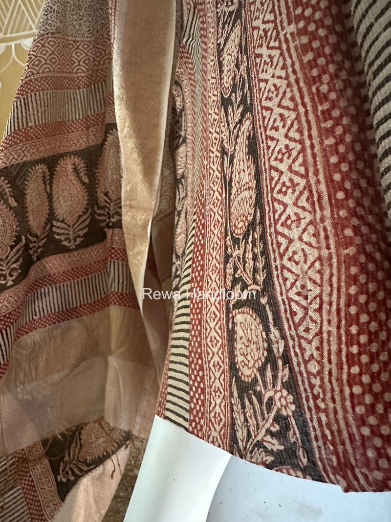 Bagh Print Tissue Top-Dupatta Set