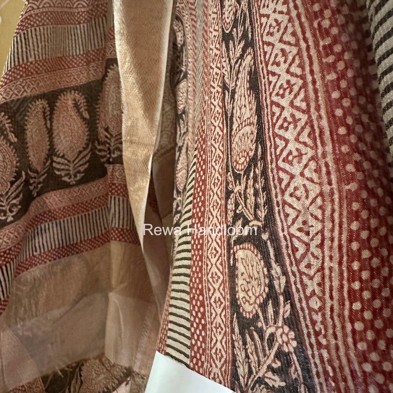 Bagh Print Tissue Top-Dupatta Set