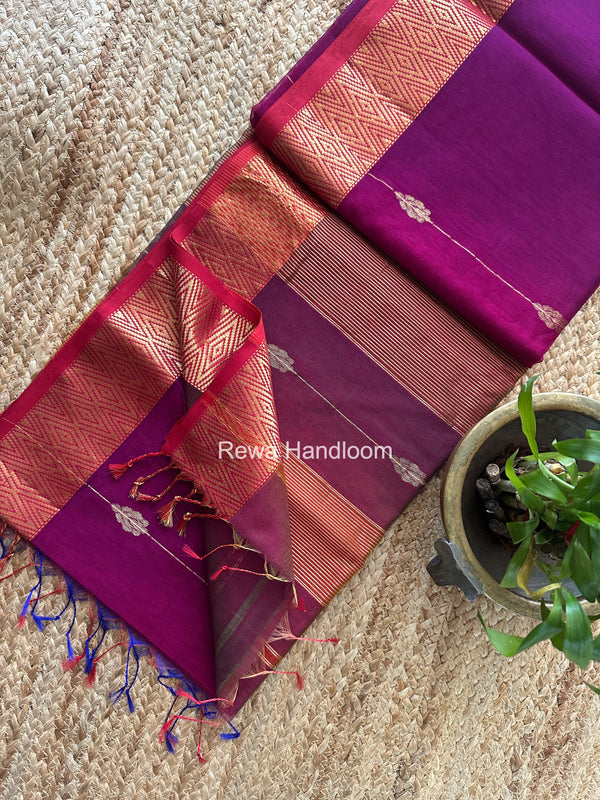 Maheshwari Magenta Shaded Butti Saree SBBS027 by Rewa Handloom