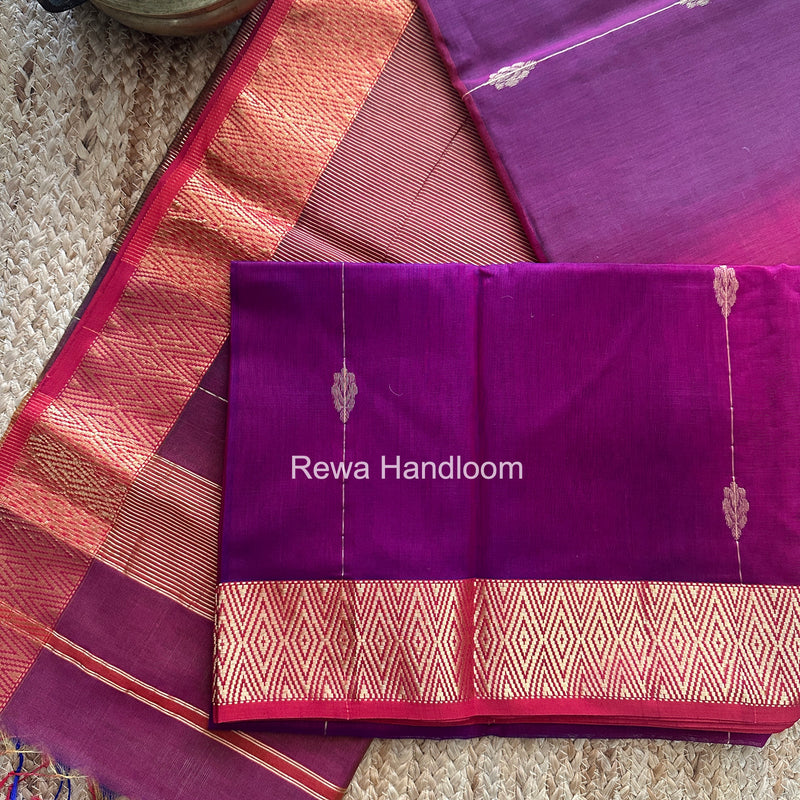 Maheshwari Magenta Shaded Butti Saree SBBS027 by Rewa Handloom