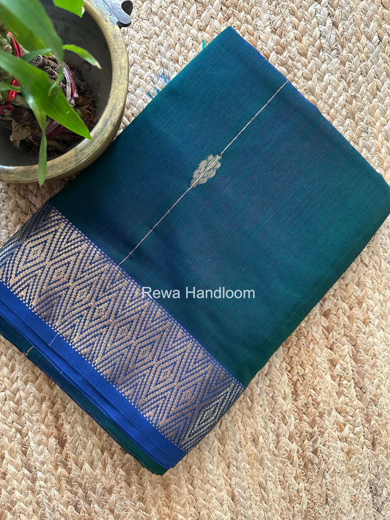 Maheshwari Bottle Green Shaded Butti Saree SBBS028
