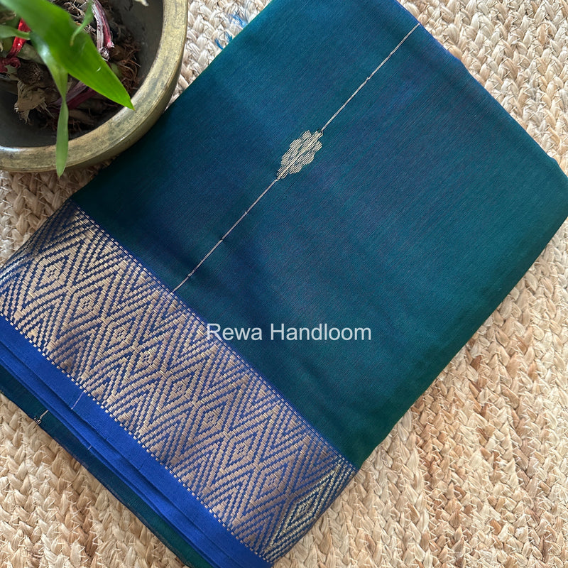 Maheshwari Bottle Green Shaded Butti Saree SBBS028