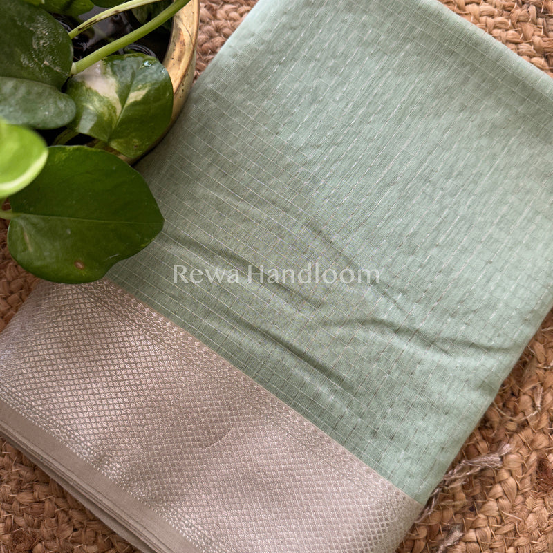 Maheshwari ~ Silver Zari Checks Silk Saree
