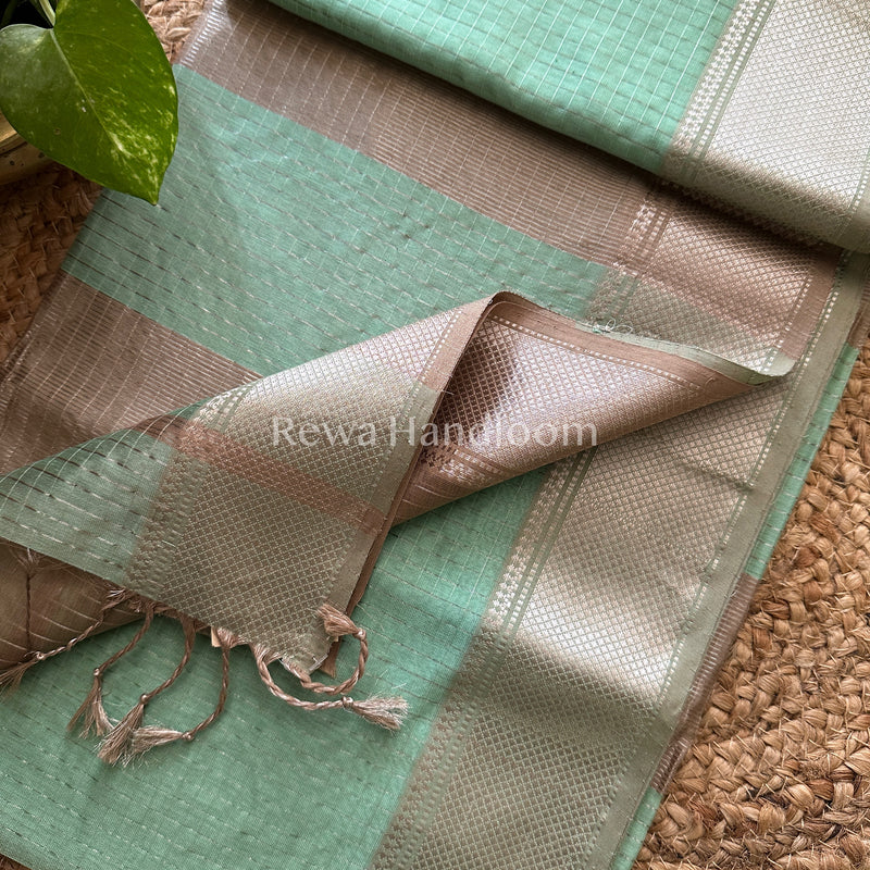 Maheshwari Silver Zari Checks Silk Saree