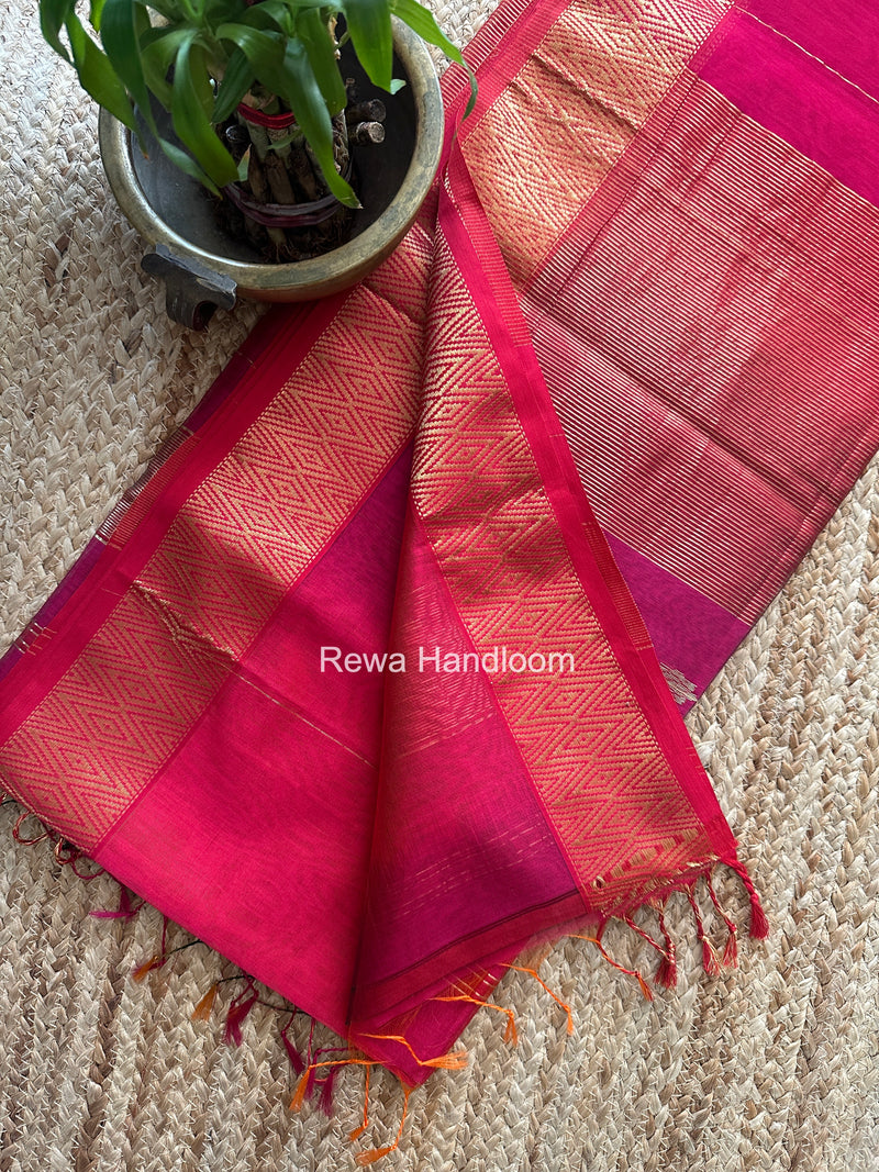 Maheshwari Fuchsia Pink Shaded Butti Saree SBBS029