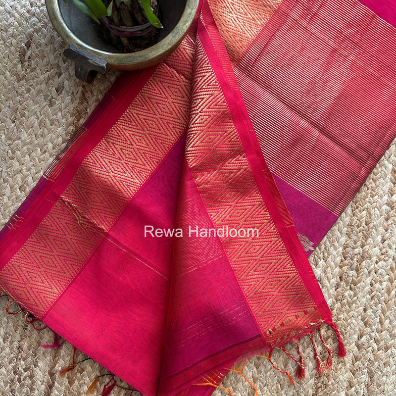 Maheshwari Fuchsia Pink Shaded Butti Saree SBBS029