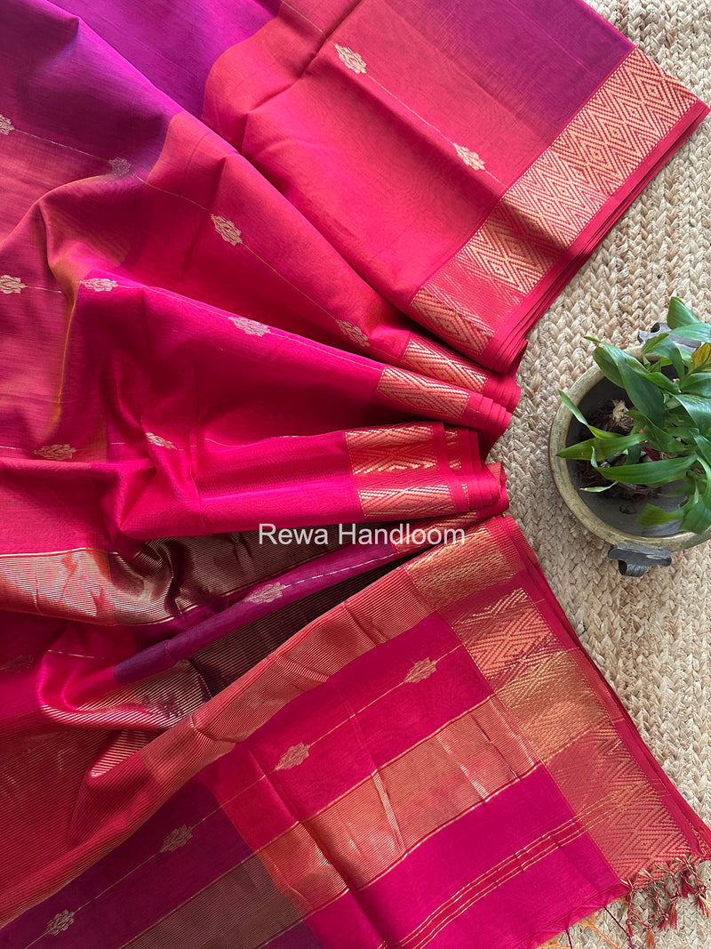 Maheshwari Fuchsia Pink Shaded Butti Saree SBBS029