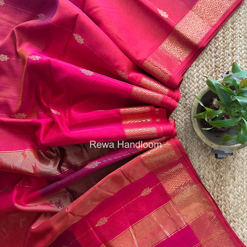 Maheshwari Fuchsia Pink Shaded Butti Saree SBBS029