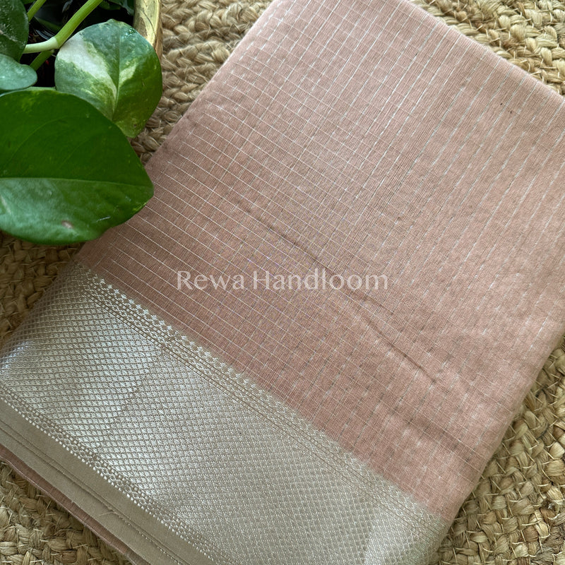 Maheshwari ~ Silver Zari Checks Silk Saree