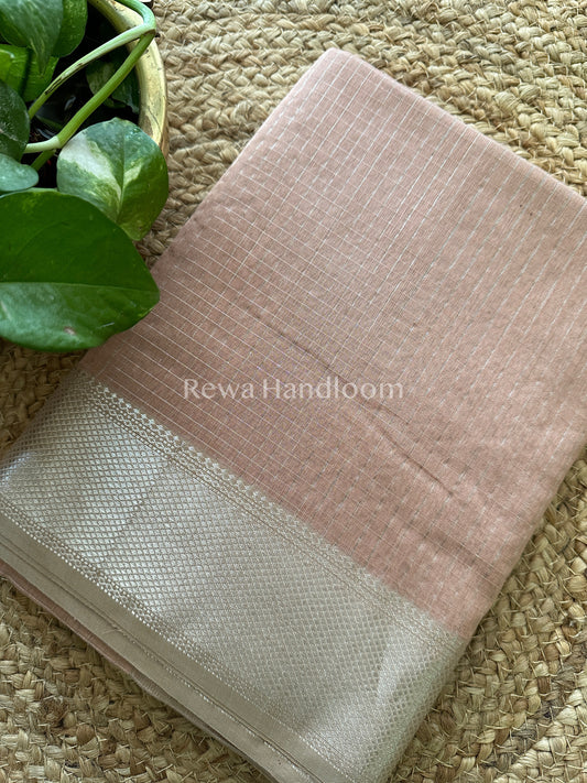 Maheshwari ~ Silver Zari Checks Silk Saree