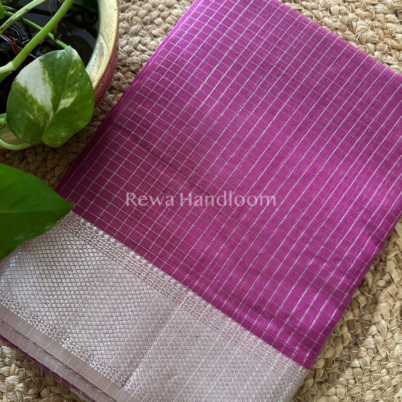 Maheshwari ~ Silver Zari Checks Silk Saree