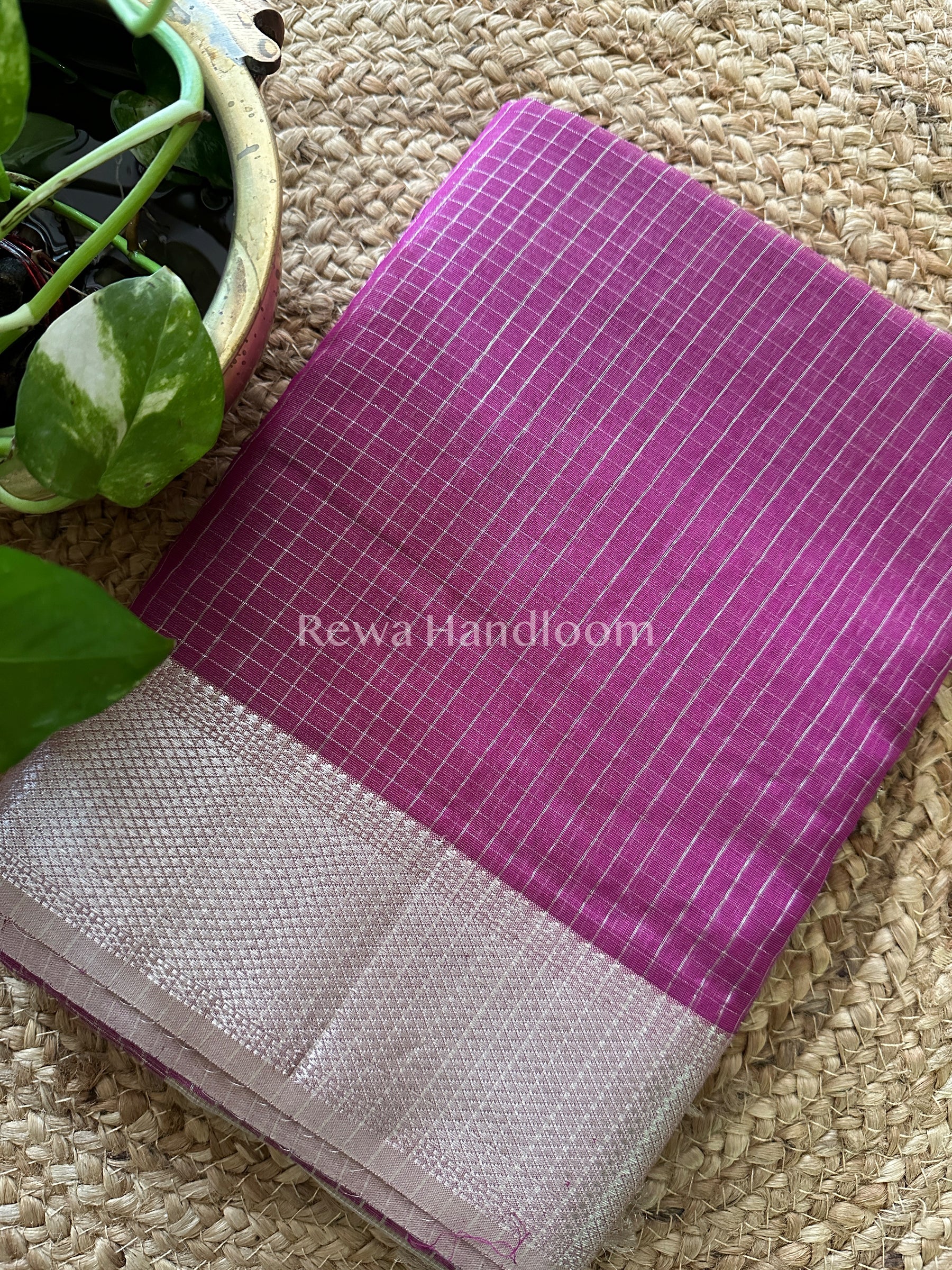 Maheshwari ~ Silver Zari Checks Silk Saree