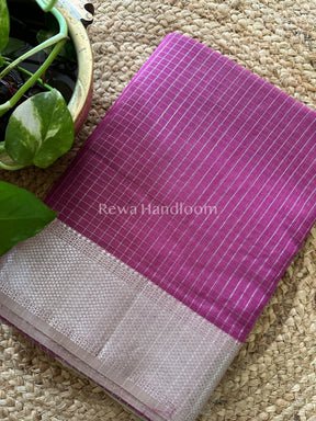 Maheshwari ~ Silver Zari Checks Silk Saree