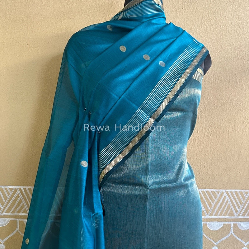 Maheshwari Rama Green Tissue Dress Material TTD04