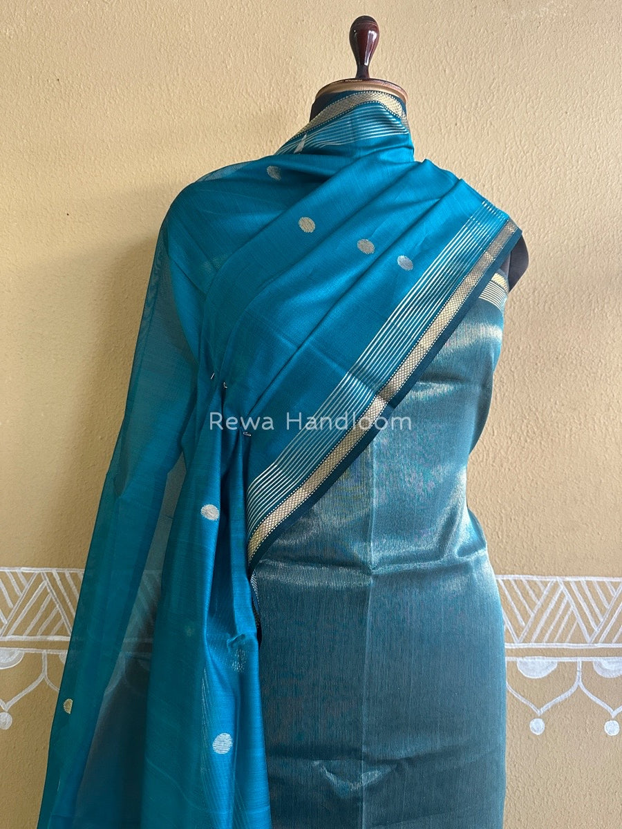 Maheshwari Rama Green Tissue Dress Material TTD04