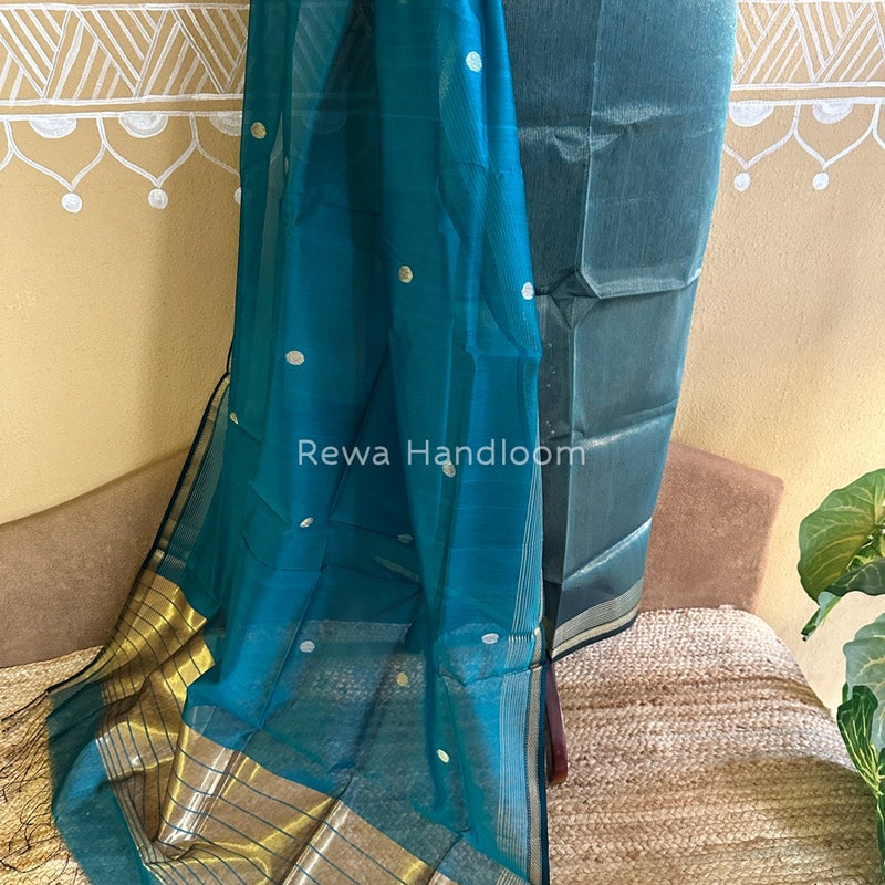 Maheshwari Rama Green Tissue Dress Material TTD04